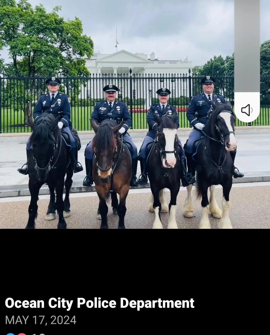 Police officers on horses in front of building.